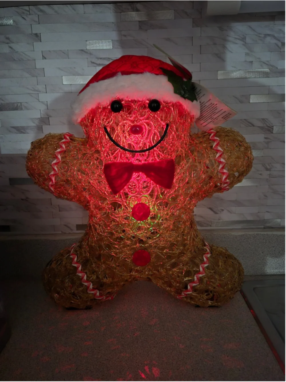 American Home Classics Light-Up Gingerbread Man Decor One Size Gold Red